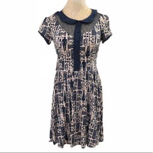 DR. WHO TARDIS PRINT PETER PAN COLLAR DRESS